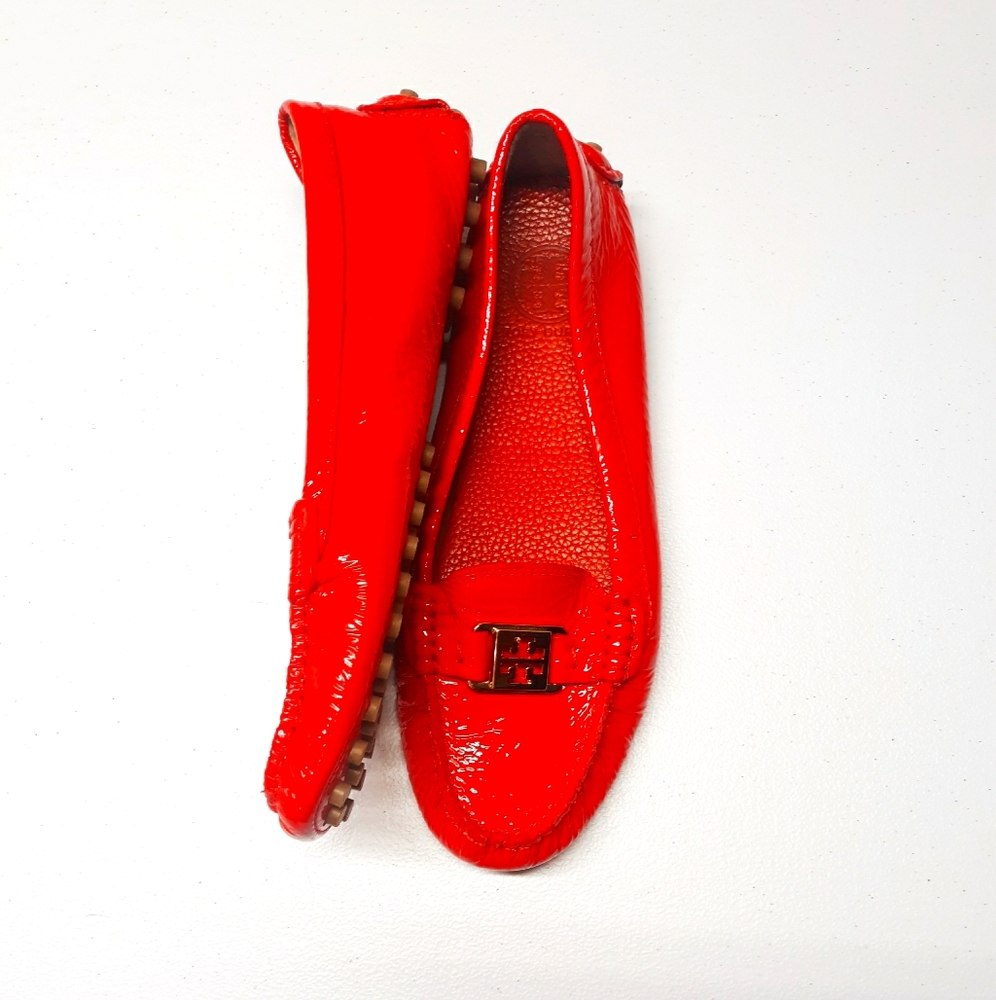 Tory Burch Red Kendrick Driver Moccasin Loafers
